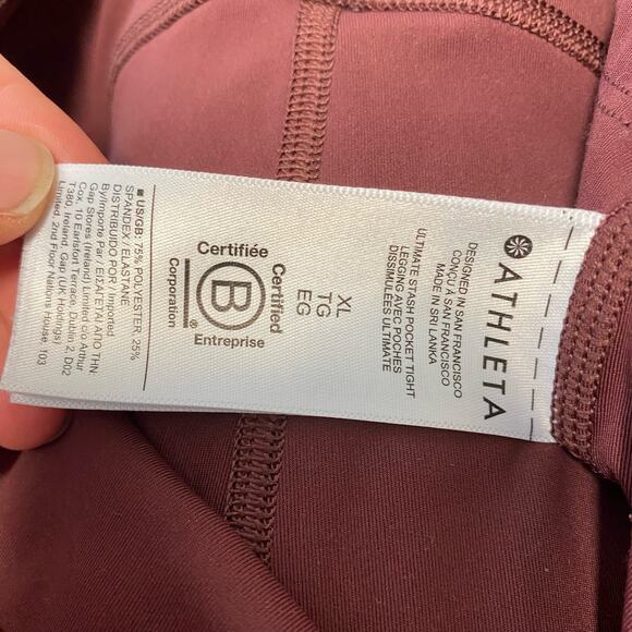 Athleta Women's Leggings Ultimate Stash Pocket Tight Red Crimson Size X Large - Picture 8 of 8